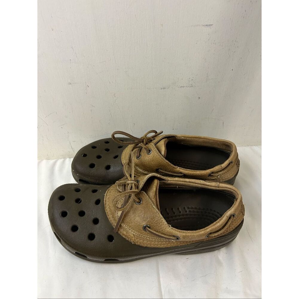 Crocs men’s brown boat shoes size 11‎ defect - Picture 2 of 10